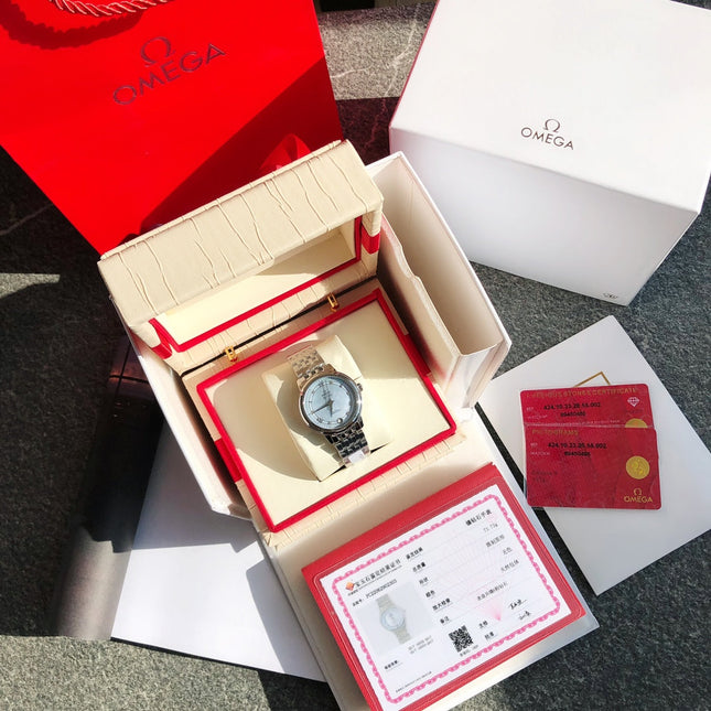 DE VILLE PRESTIGE WATCH SILVER CASE WITH SAPPHIRE BLUE DIAL