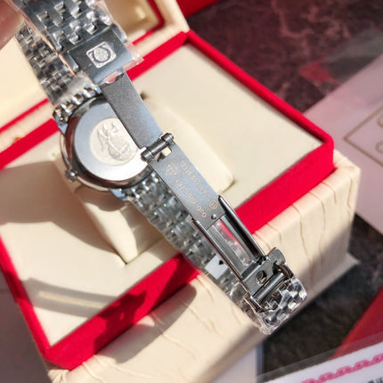 DE VILLE PRESTIGE WATCH SILVER CASE WITH SAPPHIRE BLUE DIAL