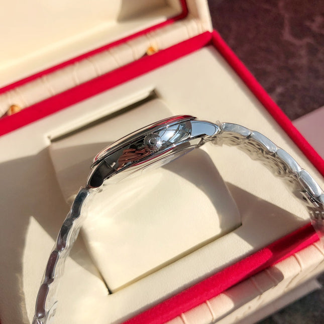 DE VILLE PRESTIGE WATCH SILVER CASE WITH SAPPHIRE BLUE DIAL