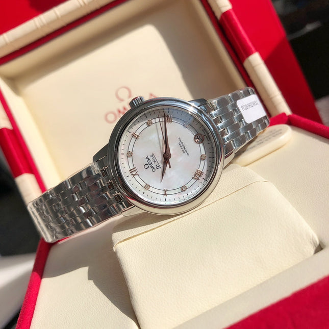 DE VILLE PRESTIGE WATCH SILVER CASE WITH WHITE DIAL