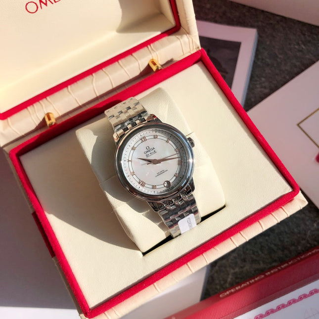 DE VILLE PRESTIGE WATCH SILVER CASE WITH WHITE DIAL