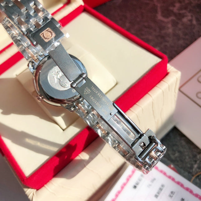 DE VILLE PRESTIGE WATCH SILVER AND ROSE GOLD CASE WITH WHITE DIAL