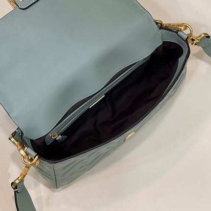 BAGUETTE WITH FF MOTIF 27 IN VIRIDIAN GREEN SOFT LAMBSKIN GOLD HARDWARE