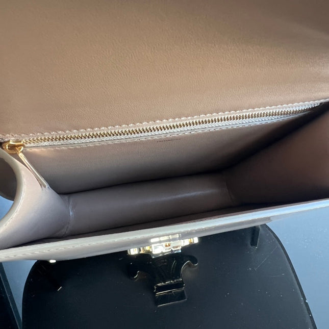 BESACE TRIPHOME 24 BEIGE CREAM GLOSSY CALFSKIN