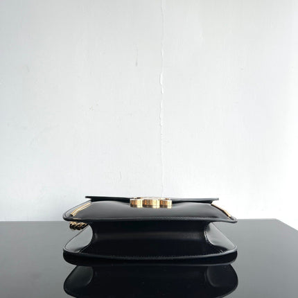 BESACE TRIPHOME 24 BLACK GLOSSY CALFSKIN