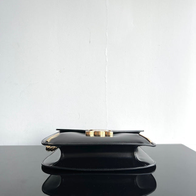 BESACE TRIPHOME 24 BLACK GLOSSY CALFSKIN