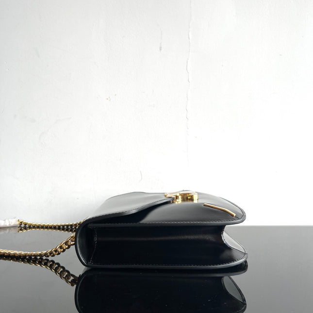 BESACE TRIPHOME 24 BLACK GLOSSY CALFSKIN