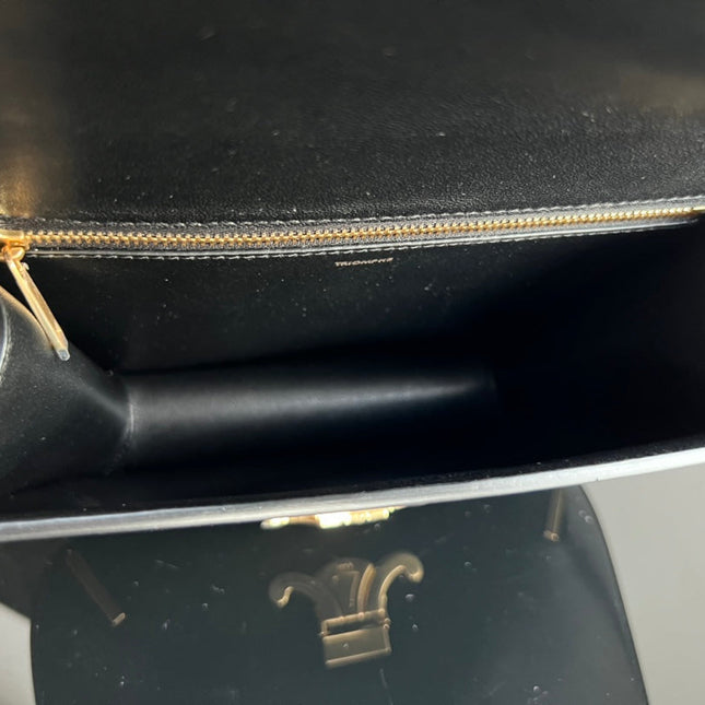BESACE TRIPHOME 24 BLACK GLOSSY CALFSKIN