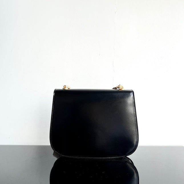 BESACE TRIPHOME 24 BLACK GLOSSY CALFSKIN