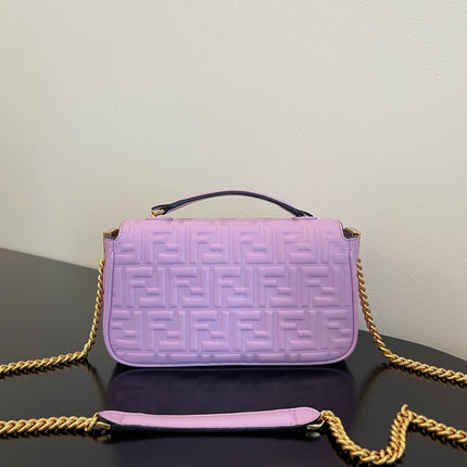 Fend Baguette 24 Bag With FF Motif Lavender Leather Ghw