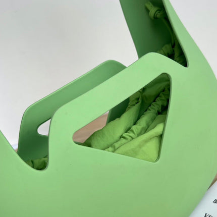 SHOULDER BAG 27 IN FEIJOA GREEN RUBBER AND NYLON FABRIC