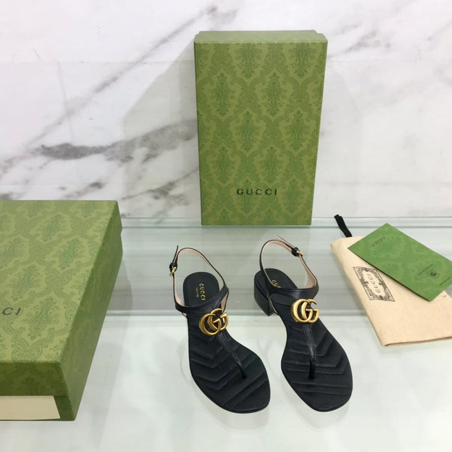 GG MARMONT 25 SANDAL BLACK CALKSKIN
