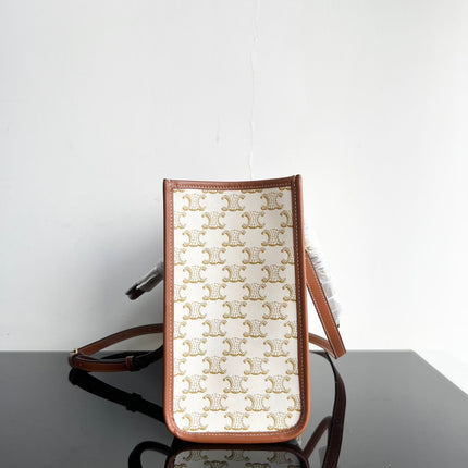 TRIOMPHE CABAS 35 WHITE CREAM CALFSKIN TOTE