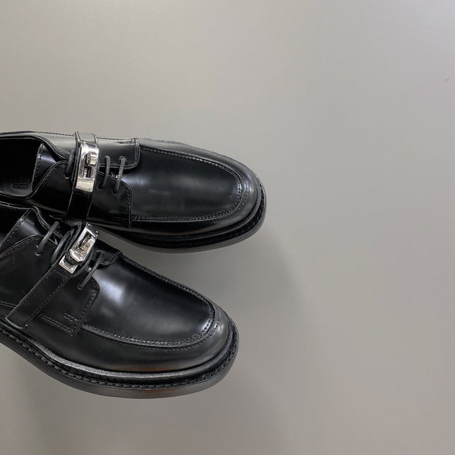 HM 25S LOAFER IN BLACK LAMBSKIN WITH SILVER HARDWARE