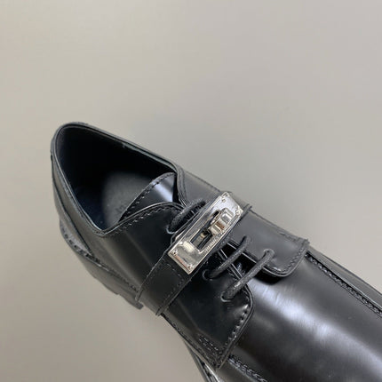 HM 25S LOAFER IN BLACK LAMBSKIN WITH SILVER HARDWARE