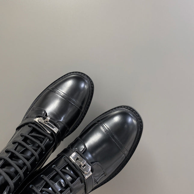 HM 25S FUNK ANKLE BOOT IN BLACK LAMBSKIN WITH SILVER HARDWARE