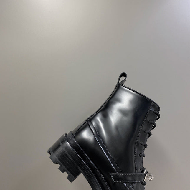 HM 25S FUNK ANKLE BOOT IN BLACK LAMBSKIN WITH SILVER HARDWARE