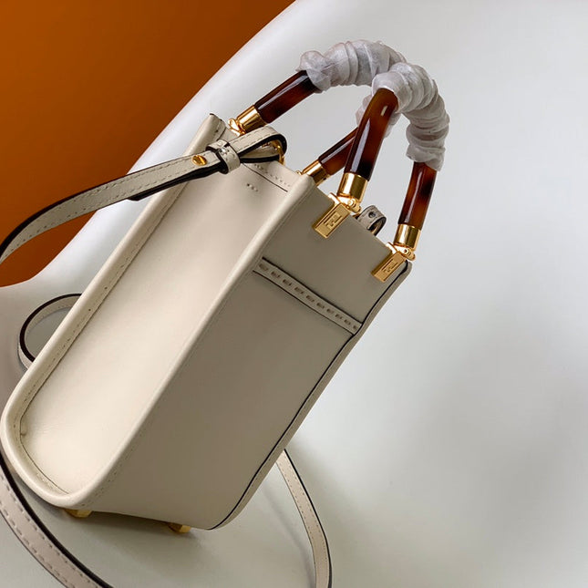 Fend Mini Sunshine Shopper Bag 18 White Leather