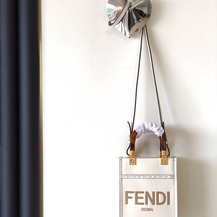 Fend Mini Sunshine Shopper Bag 18 White Leather