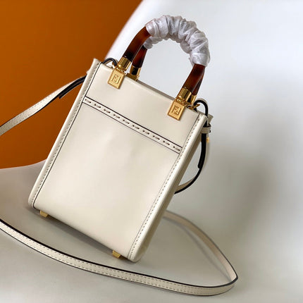 Fend Mini Sunshine Shopper Bag 18 White Leather