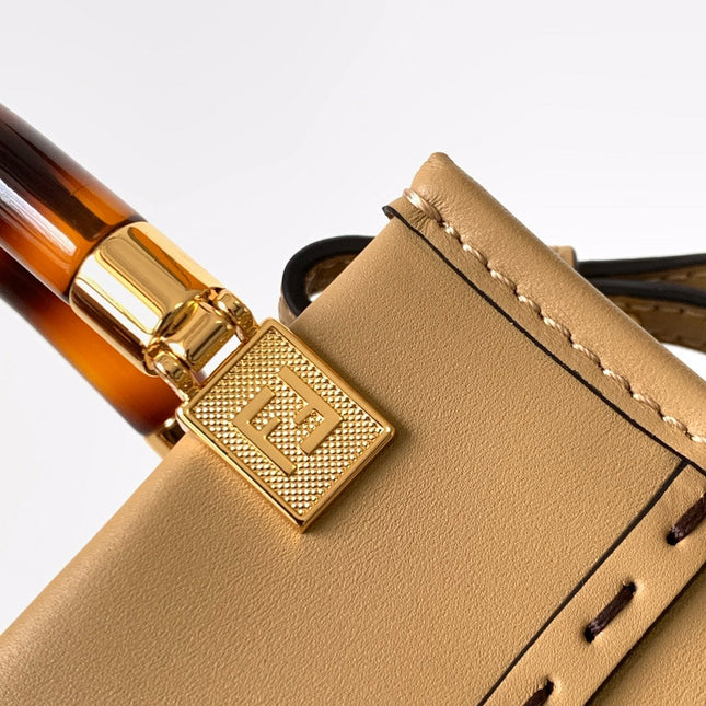 Fend Mini Sunshine Shopper Bag 18 Beige Leather