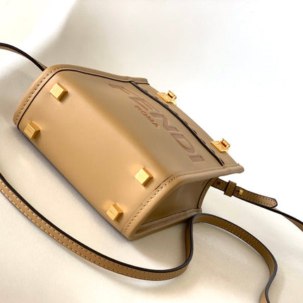 Fend Mini Sunshine Shopper Bag 18 Beige Leather