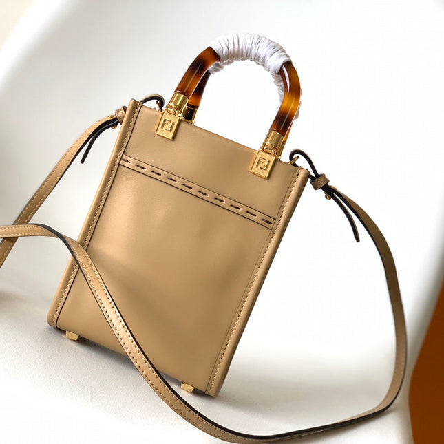 Fend Mini Sunshine Shopper Bag 18 Beige Leather