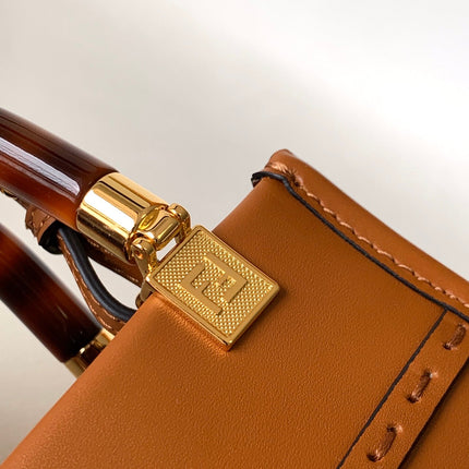 Fend Mini Sunshine Shopper Bag 18 Tan Leather