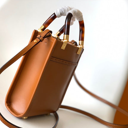 Fend Mini Sunshine Shopper Bag 18 Tan Leather