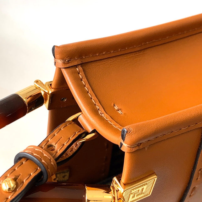 Fend Mini Sunshine Shopper Bag 18 Tan Leather