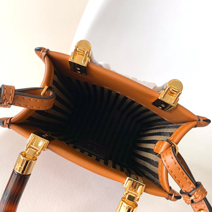 Fend Mini Sunshine Shopper Bag 18 Tan Leather