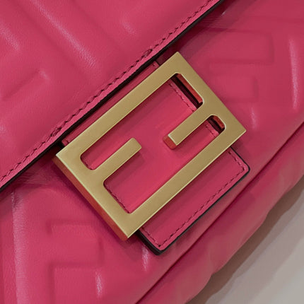 BAGUETTE WITH FF MOTIF 27 IN CERISH PINK SOFT LAMBSKIN GOLD HARDWARE