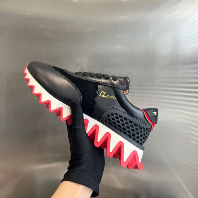 LOUBISHARK SNEAKERS IN BLACK CALFSKIN AND MESH
