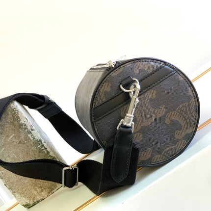 CYLINDRICAL 22  BAG BLACK BROWN COWHIDE