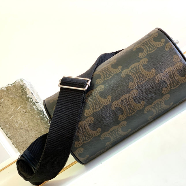 CYLINDRICAL 22  BAG BLACK BROWN COWHIDE
