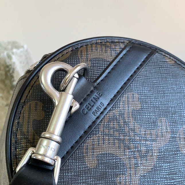 CYLINDRICAL 22  BAG BLACK BROWN COWHIDE