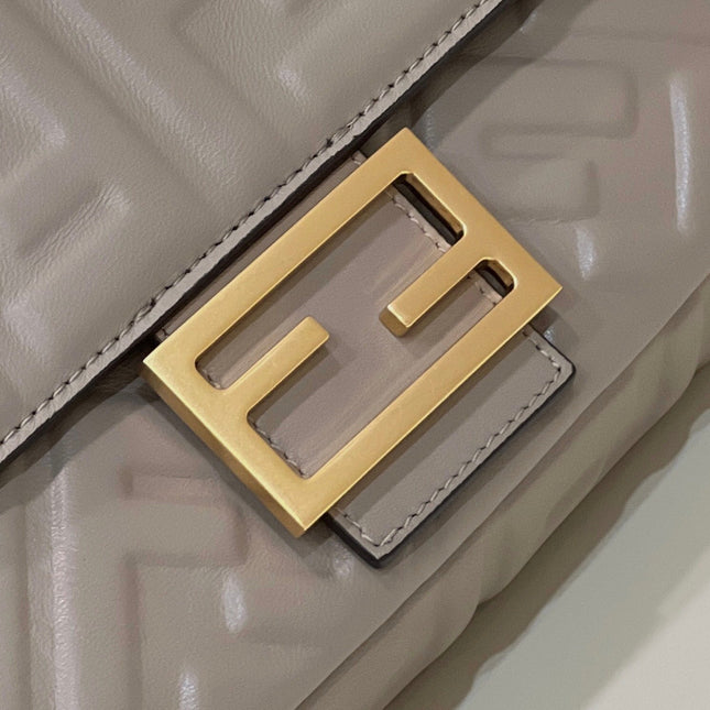 BAGUETTE WITH FF MOTIF 27 IN PINE CONE SOFT LAMBSKIN GOLD HARDWARE