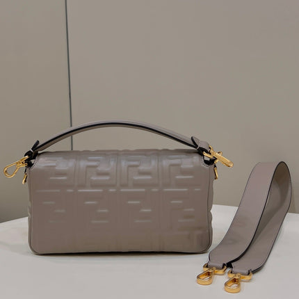 BAGUETTE WITH FF MOTIF 27 IN PINE CONE SOFT LAMBSKIN GOLD HARDWARE