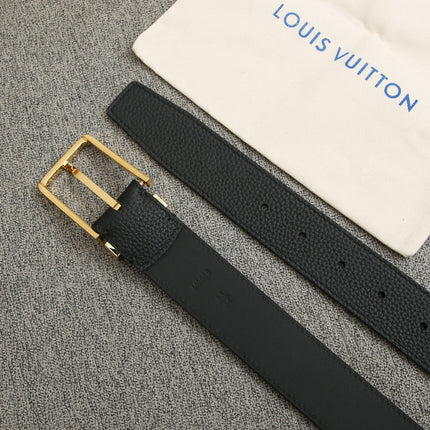 BELT VENDOME 35CM IN BLACK SMOOTH CALFSKIN WITH GOLD BUCKLE EMBOSSED LOGO