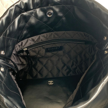 CC LARGE 42 HANDBAG IN BLACK SHINY CALFSKIN SILVER HARDWARE