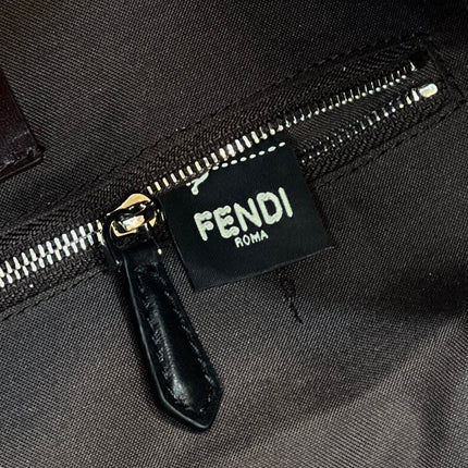 FENDI STRIKE LARGE 46 FF MOCHA BROWN JACQUARD FABRIC BACKPACK