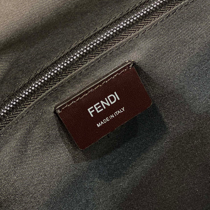 FENDI STRIKE LARGE 46 FF MOCHA BROWN JACQUARD FABRIC BACKPACK