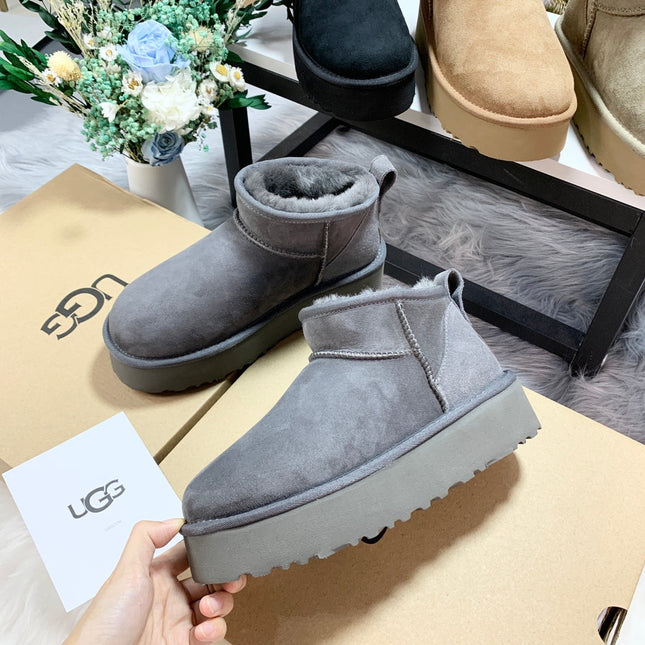 CLASSIC ULTRA MINI PLATFORM IN SHADOW GRAY SUEDE