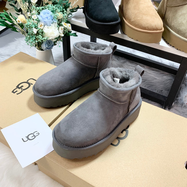 CLASSIC ULTRA MINI PLATFORM IN SHADOW GRAY SUEDE