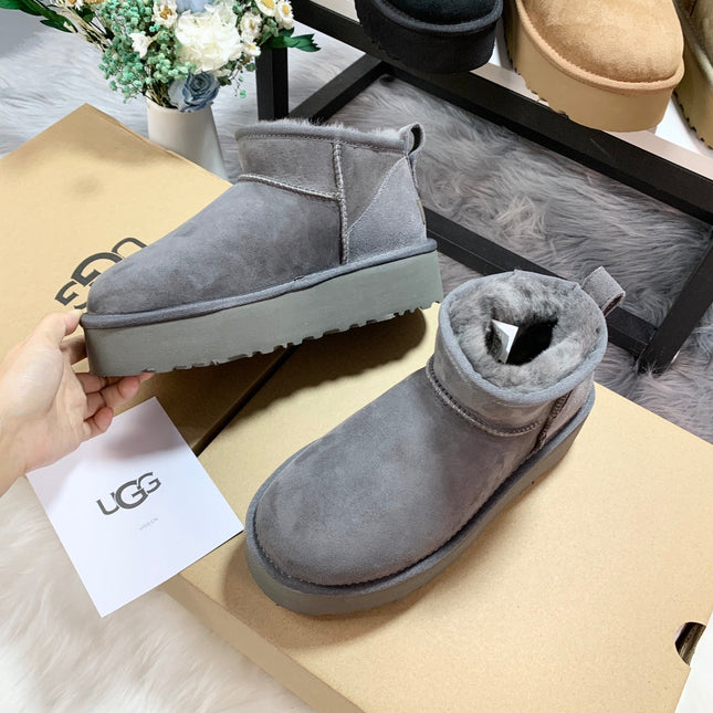 CLASSIC ULTRA MINI PLATFORM IN SHADOW GRAY SUEDE
