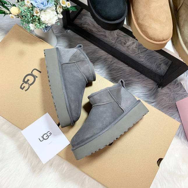 CLASSIC ULTRA MINI PLATFORM IN SHADOW GRAY SUEDE