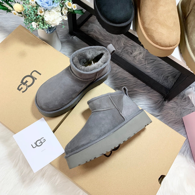 CLASSIC ULTRA MINI PLATFORM IN SHADOW GRAY SUEDE