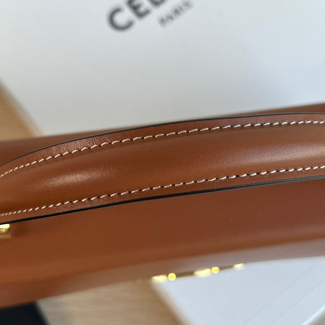 BOX TRIPHOME 22 CINNAMON BROWN CALFSKIN BAG