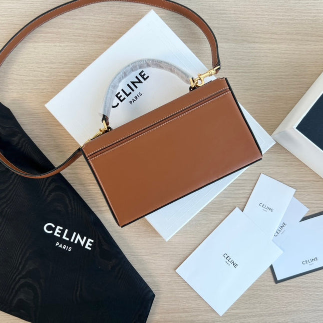 BOX TRIPHOME 22 CINNAMON BROWN CALFSKIN BAG