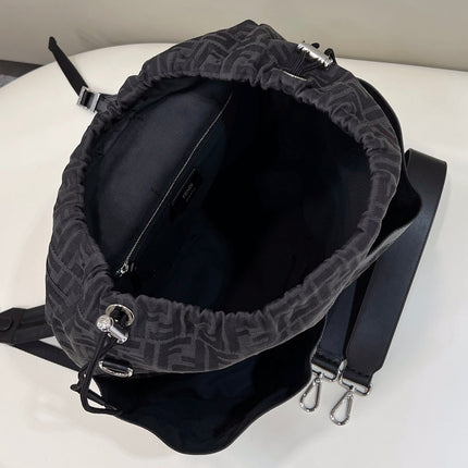 FENDI STRIKE LARGE 46 FF BLACK JACQUARD FABRIC BACKPACK